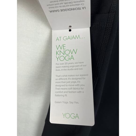 Gaiam Black Leggings Large Yoga Om Hi-Rise 7/8 Moisture Wicking Pockets - Picture 5 of 8